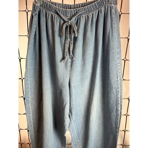 Vintage Studio 1X Denim Drawstring Elastic Waist Tapered Pants Womens Relaxed Fi - Picture 10 of 16